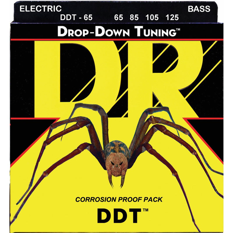DR Strings DDT-65 Stainless Steel Bass Guitar Strings, Extra Heavy