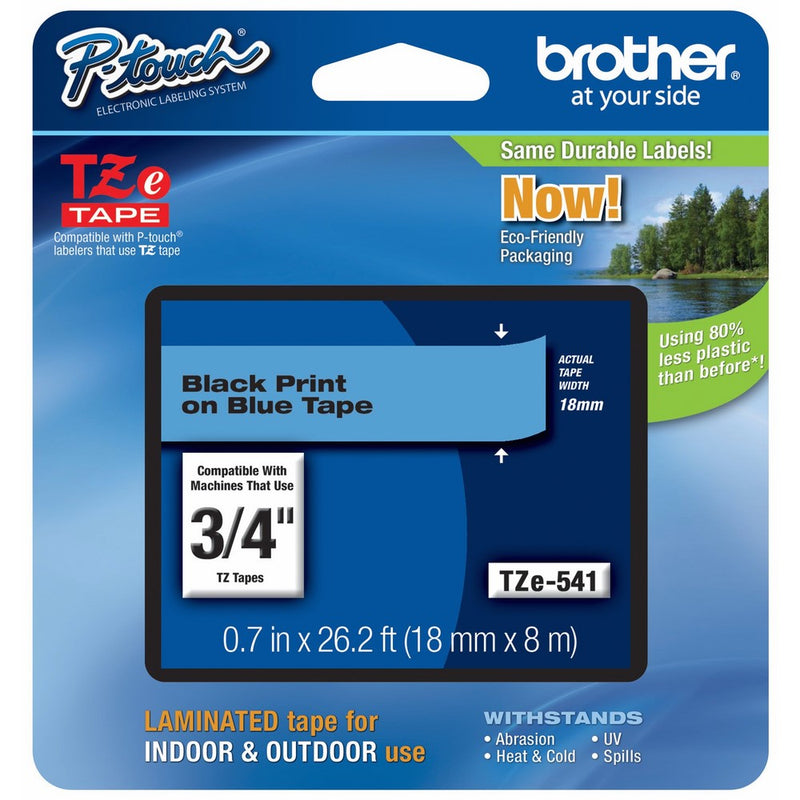 Brother P-touch Genuine TZe-5413/4" (0.7") Black on Blue Standard Laminated Tape –26.2 ft(8m) (TZE541)