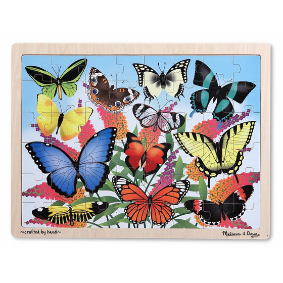 Melissa & Doug Butterfly Garden Wooden Jigsaw Puzzle With Storage Tray (48 pcs)