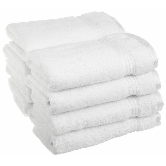 Superior Luxurious Soft Hotel & Spa Quality Hand Towel Set of 8, Made of 100% Premium Long-Staple Combed Cotton - White, 16" x 30" each