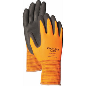 Wonder Grip WG510HVL High-Visibility Extra Tough Seamless Knit Nitrile Palm Work Gloves, Textured Double-Coated Nitrile Palm, Large, High-Visibility Orange