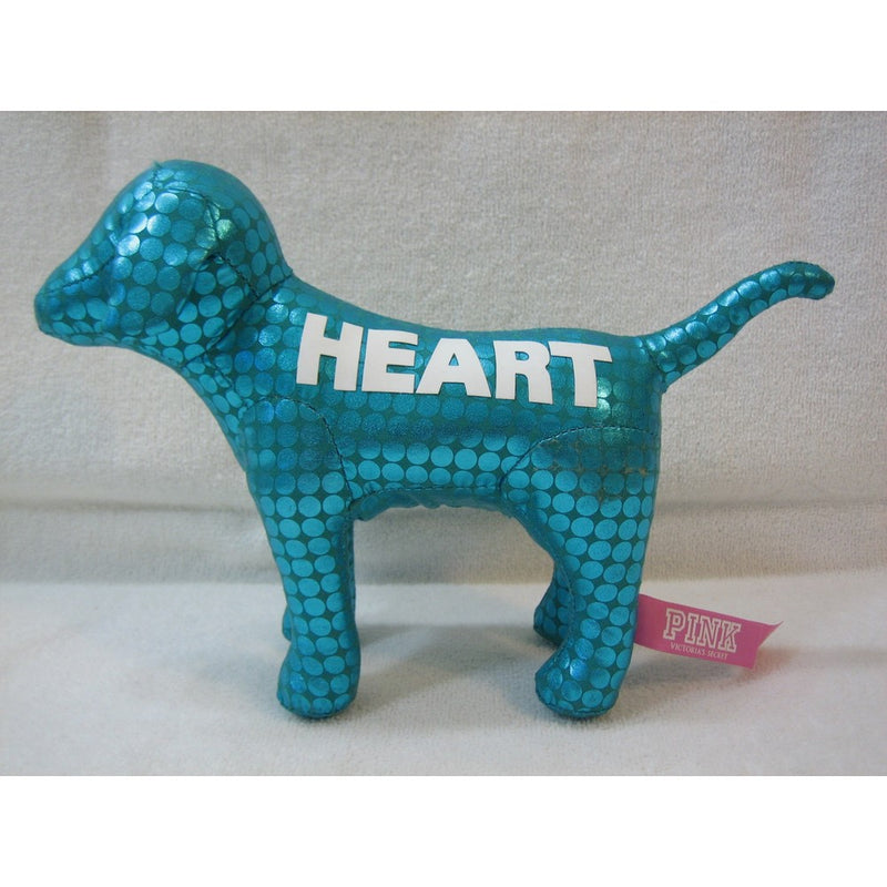 Victoria's Secret Pink Plush Metalic Aqua Dog "Heart"