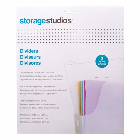 ADVANTUS CORPORATION Storage Studios Tabbed Dividers with Labels 3/Pack, 12.25 x 12.88 Inches, Clear (CH92601)