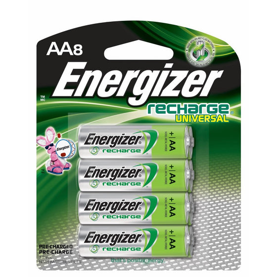 Energizer Rechargeable AA Batteries, NiMH, 2000 mAh, Pre-Charged, 8 count (Recharge Universal)