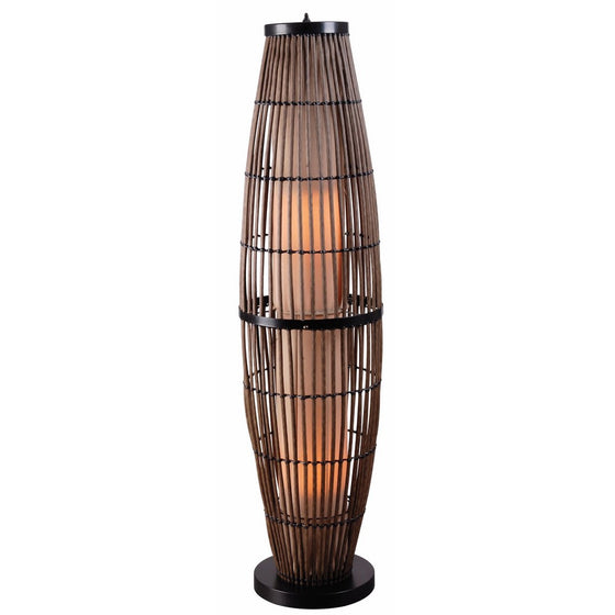 Kenroy Home 32248RAT Biscayne Outdoor Floor Lamp, Rattan Finish with Bronze Accents