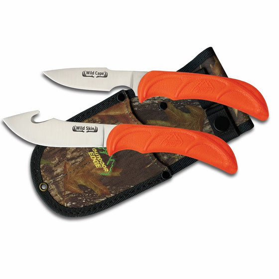 Outdoor Edge WildPair, WR-1C, Skinning and Caping Fixed Blade Hunting Knife Combo with Mossy Oak Camo Sheath