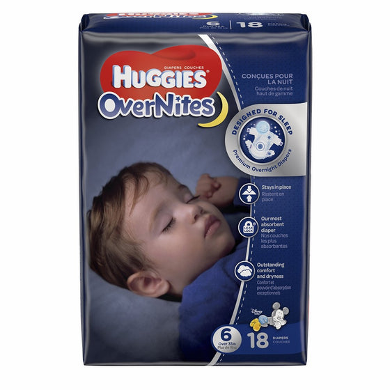 HUGGIES OverNites Diapers, Size 6, 18 ct, JUMBO PACK Overnight Diapers (Packaging May Vary)