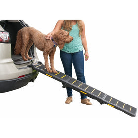 Pet Gear Tri-Fold Ramp, Supports up to 200lbs, 71 in. Long, Patented Compact Easy-Fold Design, Two Models to Choose from, Safety Tether Included