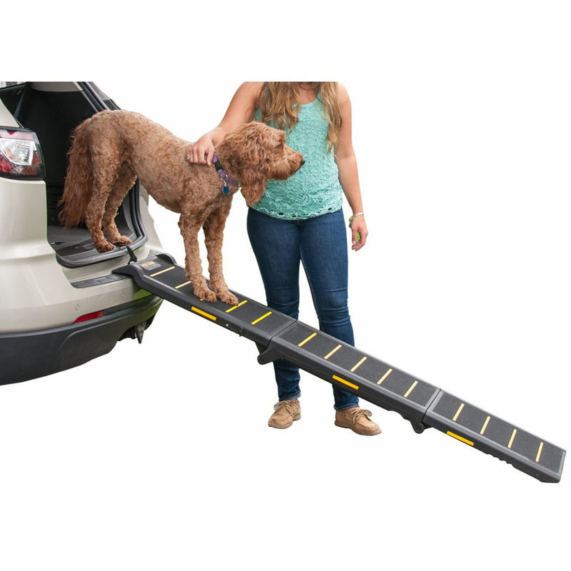 Pet Gear Tri-Fold Ramp, Supports up to 200lbs, 71 in. Long, Patented Compact Easy-Fold Design, Two Models to Choose from, Safety Tether Included