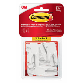 Command Medium Wire Toggle Hook Value Pack, White, 6-Hooks