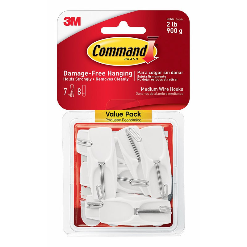 Command Medium Wire Toggle Hook Value Pack, White, 6-Hooks