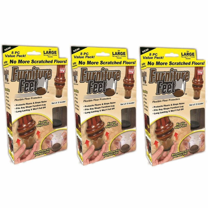 Furniture Feet Flexible Floor Protectors, Fits Legs 1 3/8"-1 5/8", Large, 24 Pack