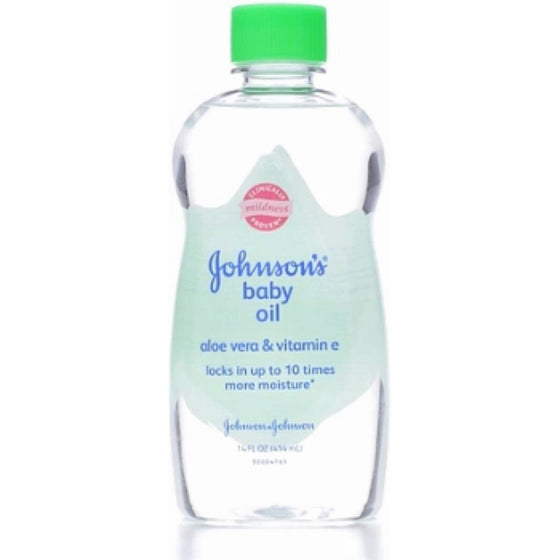 JOHNSON'S Baby Oil, Aloe Vera & Vitamin E 14 oz (Pack of 8)