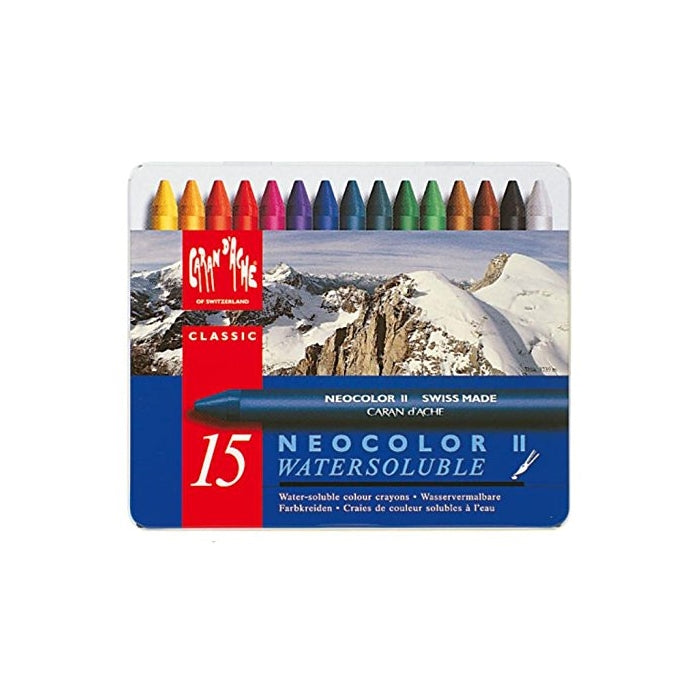 Caran d'Ache Classic Neocolor II Water-Soluble Pastels, 15 Colors