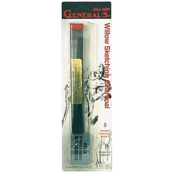 General Pencil Willow Sketching Charcoal Sticks 5/Pkg-