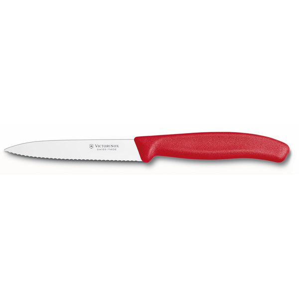 Victorinox 4 Inch Swiss Classic Paring Knife with Serrated Edge, Spear Point, Red