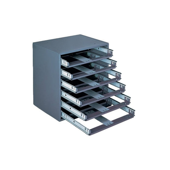 Durham 308-95 Gray Cold Rolled Steel Easy Glide Slide Rack for 6 Small Metal Compartment Boxes, 15-1/4" Width x 16-3/8" Height x 11-3/4" Depth