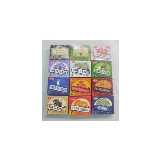 12 Assorted Boxes of HEM Incense Cones, Best Sellers Set #2 12 X 10 (120 total)