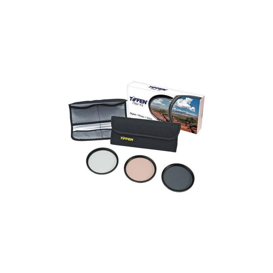 Tiffen 55mm Photo Essentials Kit with UV Protector, 812 Color Warming, Circular Polarizing Glass Filters and 4 Pocket Pouch