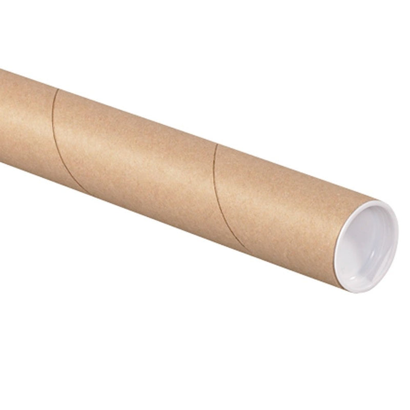 Aviditi P1515K Fibreboard 3-Ply Spiral Wound Mailing Tube with Cap, 15" Length x 1-1/2" Width, Kraft (Case of 50)