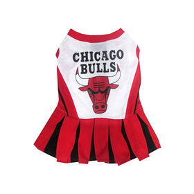 Pets First NBA Chicago Bulls Dog Cheerleader Dress, Small