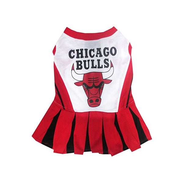 Pets First NBA Chicago Bulls Dog Cheerleader Dress, Small