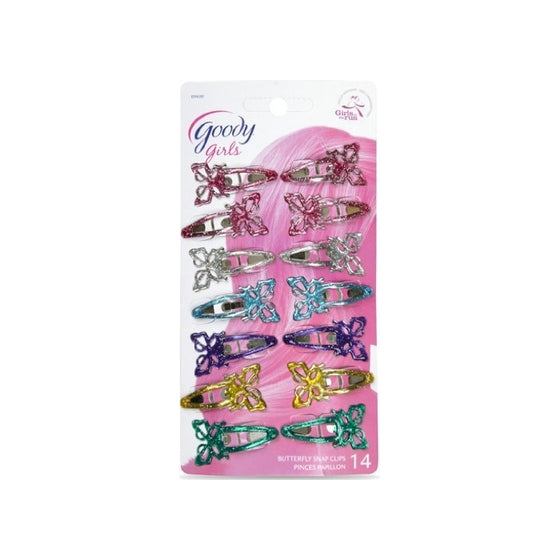 Goody - Butterfly Contour Clips for Girls, Assorted Colors, 14 pcs per Pack (Styles May Vary)