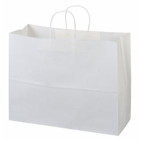 16"x6"x12" - 50 Pcs - Bagsource White Kraft Paper Bags, Shopping, Mechandise, Party, Gift Bags