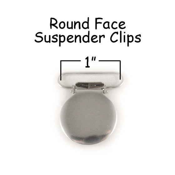 10 Round Face Metal 1" Suspender/Pacifier Clips - w/Rectangle Inserts