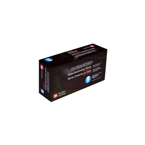 Dynarex Black Latex Exam Gloves, Powder-Free, Medium, Box/100