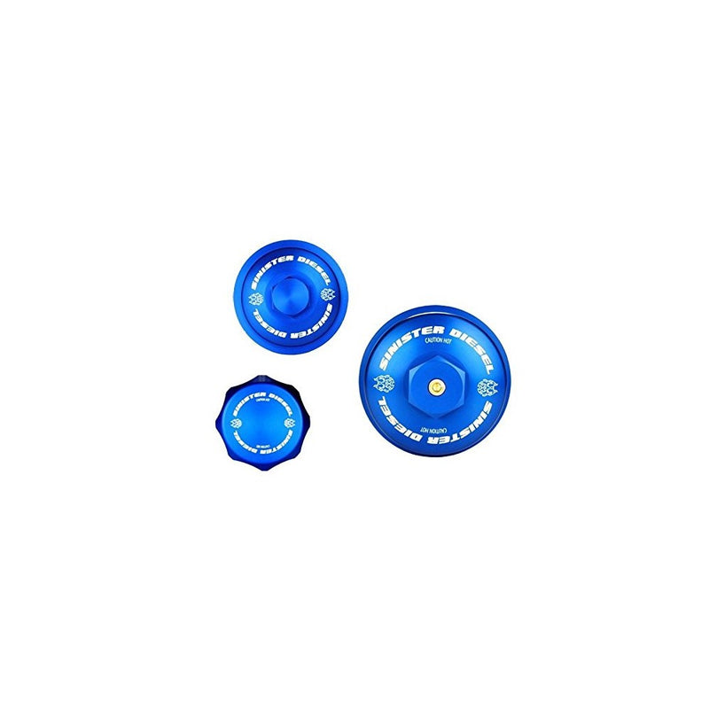 SINISTER DIESEL BILLET BLUE CAP KIT FOR FORD POWERSTROKE 2003-2007 6.0L