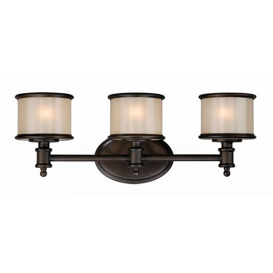 Vaxcel USA CRVLU003NB Carlisle 3 Light Bathroom Vanity Lighting Fixture in Bronze, Glass