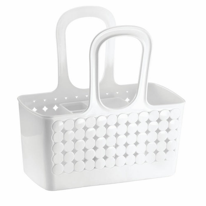InterDesign Orbz - Shower Tote Holder and Organizer for Shampoo, Cosmetics, Beauty Products - White - Small/Divided: 11.75 x 6 x 12 inches