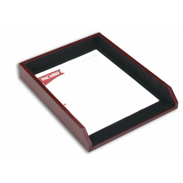 Dacasso Burgundy Leather Letter Tray