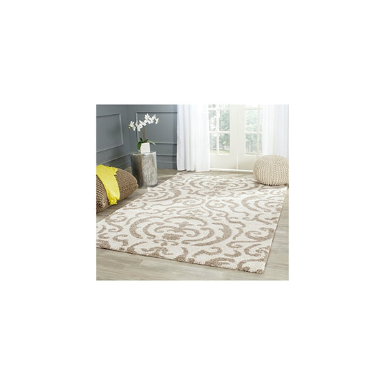 Safavieh Florida Shag Collection SG462-1113 Cream and Beige Shag Area Rug, 8 feet by 10 feet (8' x 10')