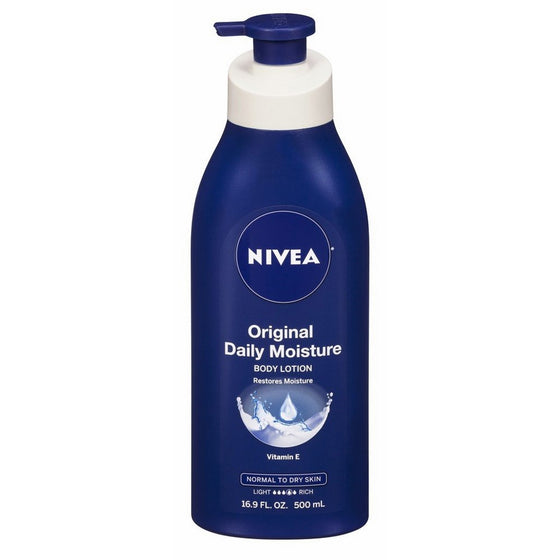 Nivea Lotion Original Daily Moisture 16.9 Ounce Pump (Normal to Dry Skin) (500ml) (3 Pack)