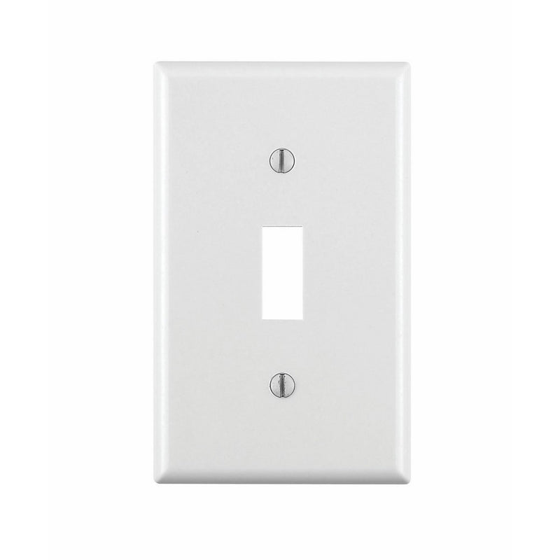 Leviton 88001-WMP 1-Gang Toggle Device Switch Wallplate, Standard Size, Thermoset, Device Mount, 10-Pack, White