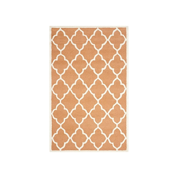 Safavieh Cambridge Collection CAM312W Handmade Coral and Ivory Wool Area Rug, 5 feet by 8 feet (5' x 8')