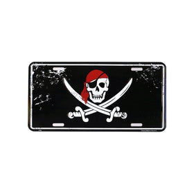 HangTime Pirate Head Metal License Plate 6 x 12