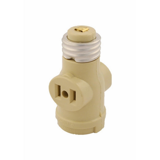 Leviton 1403-I 660 Watt, 125 Volt, Two Outlet Socket Adapter, Ivory