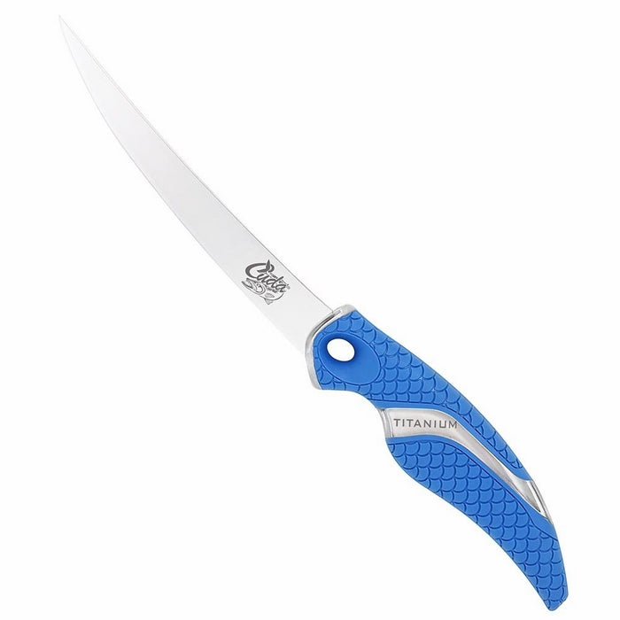 Cuda 6-Inch Titanium Bonded Curved Boning Knife, Blue