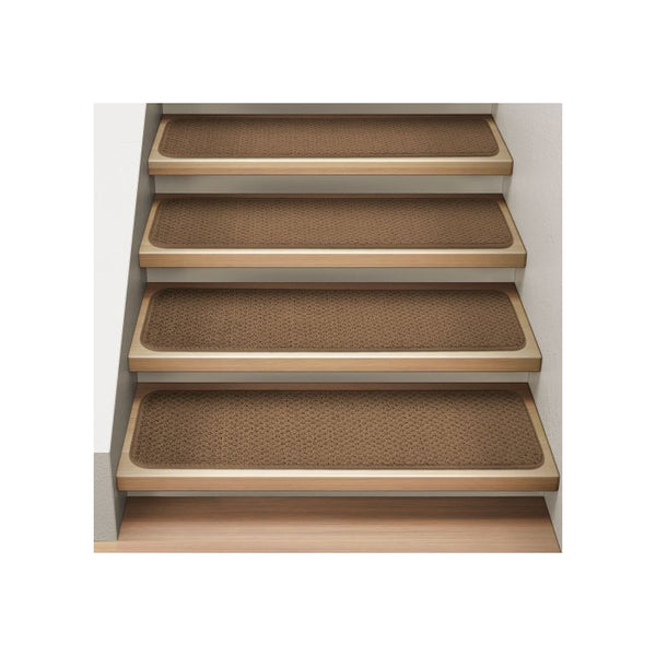 Set of 15 Attachable Indoor Carpet Stair Treads - Toffee Brown - 8 In. X 30 In. - Several Other Sizes to Choose From