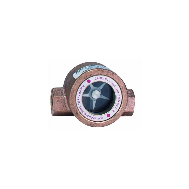 Dwyer MIDWEST Series SFI-100 Sight Flow Indicator, Single Window, Bronze Body, ABS Impeller, 3/4" Female NPT Connections, 4" Length x 2.250" Depth x 2.563" Height