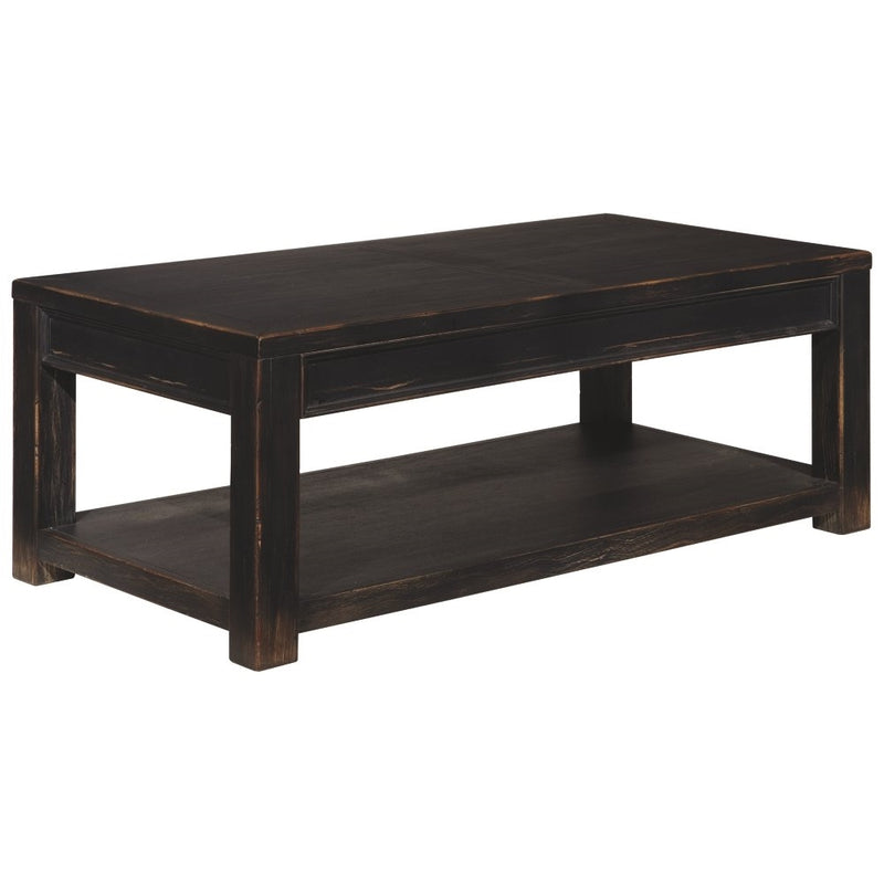 Ashley Furniture Signature Design - Gavelston Black Coffee Table - Cocktail Height - Rectangular - Weatherworn Black