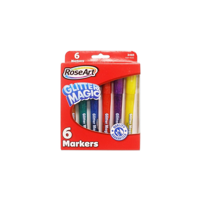 RoseArt Glitter Magic Markers 6-Count Assorted Colors Packaging May Vary (CYB78)