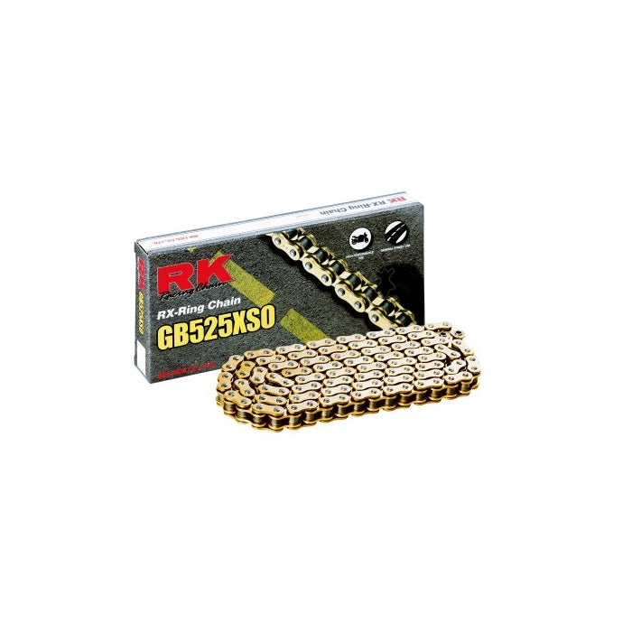 RK Racing Chain GB525XSO-114 Gold 114-Links RX-Ring Chain with Connecting Link