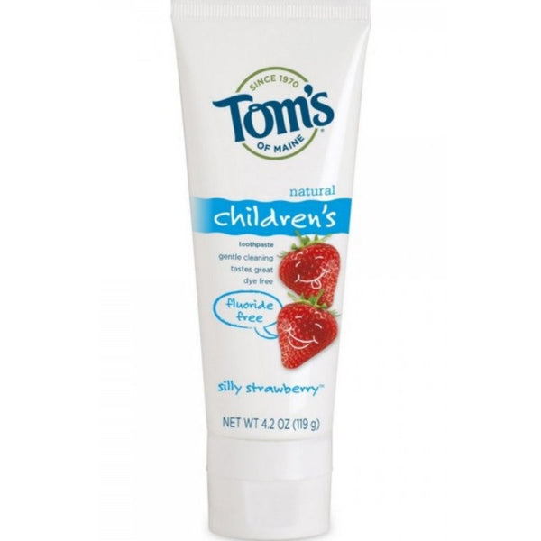 Tom's of Maine Natural Fluoride Free Children's Toothpaste, Silly Strawberry, 4.2 Oz (Pack of 6)