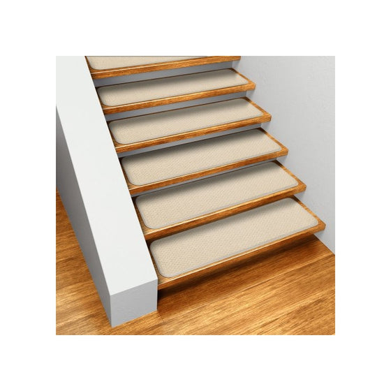 Set of 15 Skid-resistant Carpet Stair Treads - Ivory Cream - 8 In. X 30 In. - Several Other Sizes to Choose From