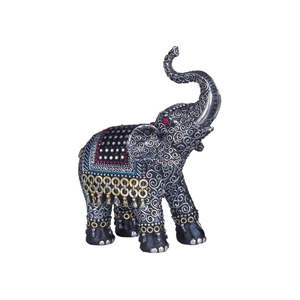 George S. Chen Imports SS-G-88051 Black Thai Elephant With Trunk Raised Collectible Figurine Statue