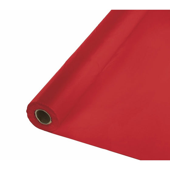 Creative Converting 100' Roll Plastic Table Cover, Classic Red